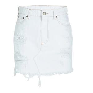Ser.O.Ya Alli Distressed Mini Denim Skirt Optic White Arizona Size 24 NEW